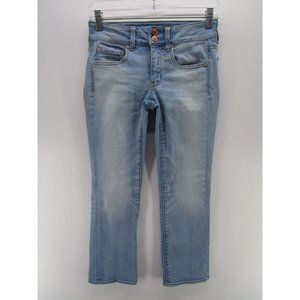 American Eagle Jeans 2 Artist Crop Denim Super Stretch Preppy Logo